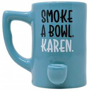 High Point Ceramic Light Blue Smoke a Bowl Karen Mug Hand Pipe - [PM038]